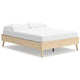 Ashley Abis Full Platform Bed | Natural Brown Wood | Low Profile Tapered Legs