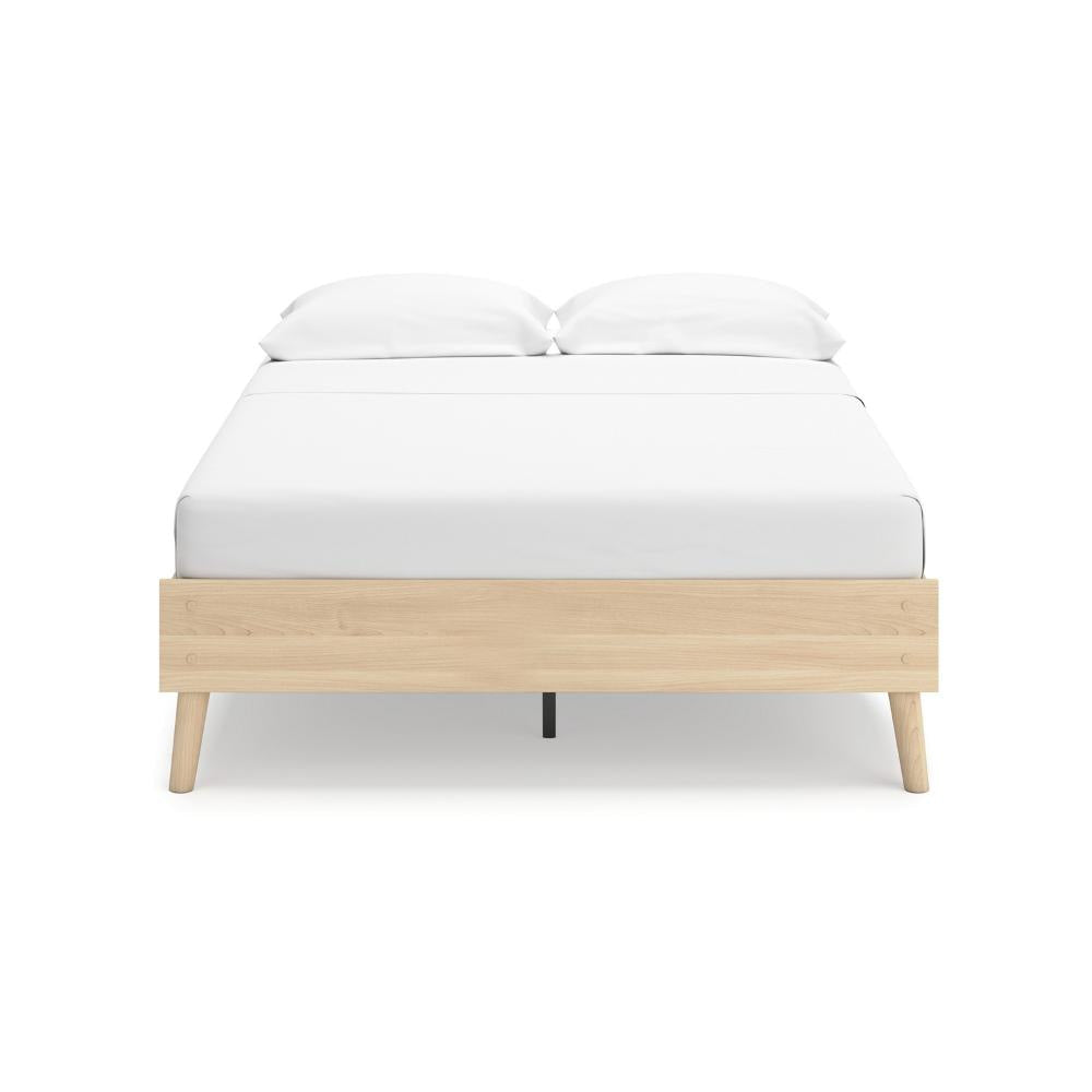 Ashley Abis Full Platform Bed | Natural Brown Wood | Low Profile Tapered Legs BM327938