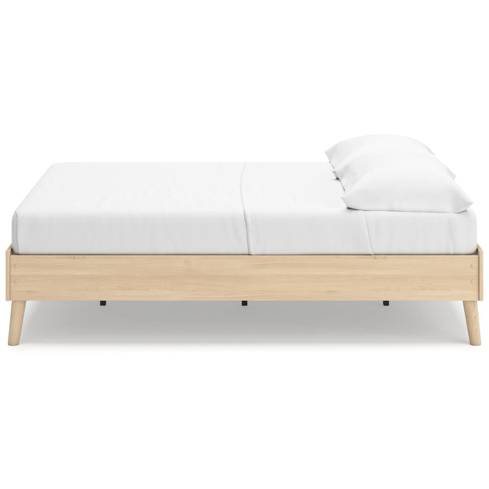 Ashley Abis Full Platform Bed | Natural Brown Wood | Low Profile Tapered Legs BM327938