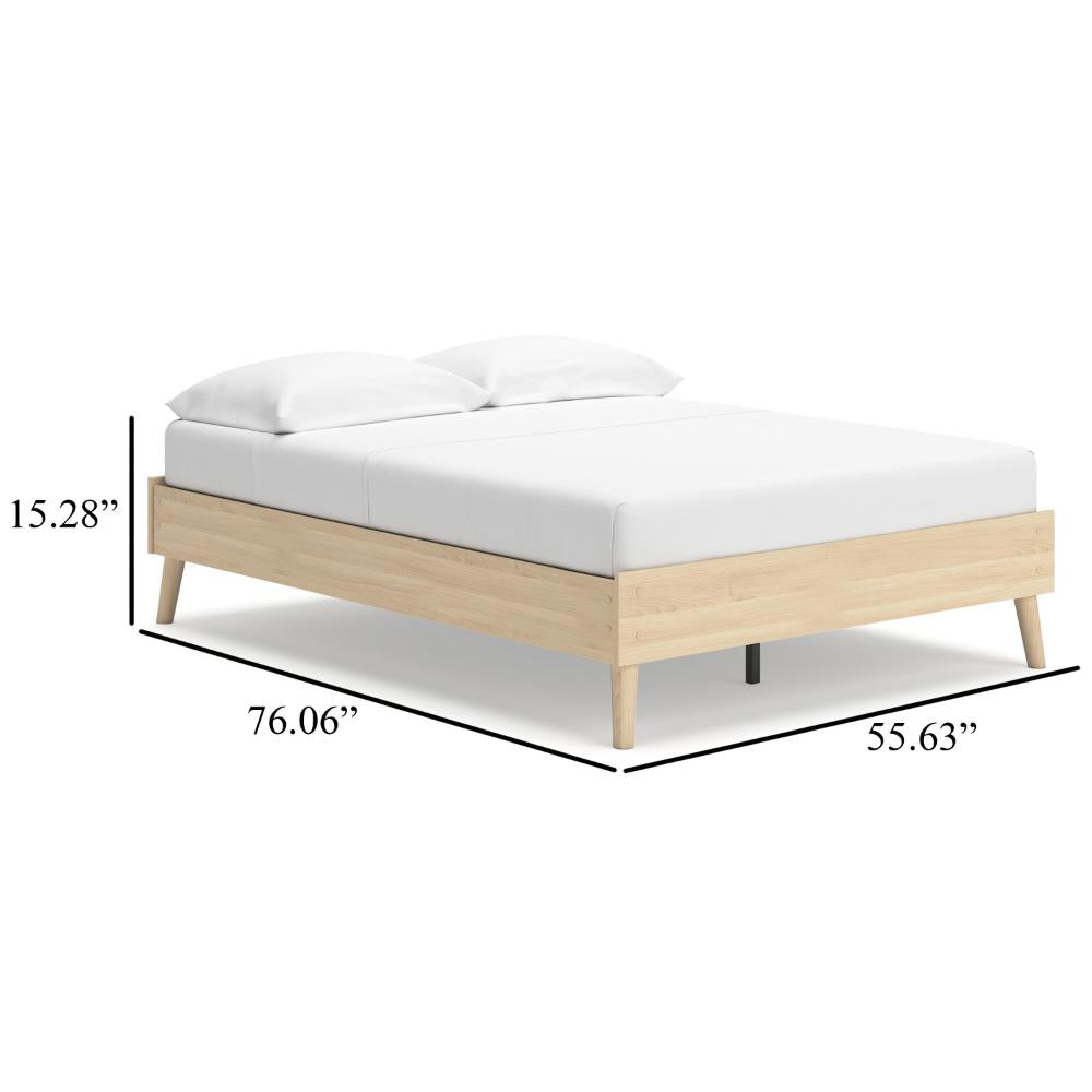 Ashley Abis Full Platform Bed | Natural Brown Wood | Low Profile Tapered Legs BM327938