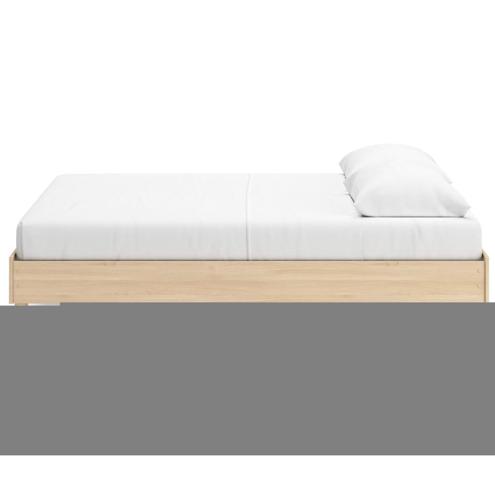 Ashley Abis Queen Platform Bed | Natural Brown Wood Low Profile Tapered Legs BM327939