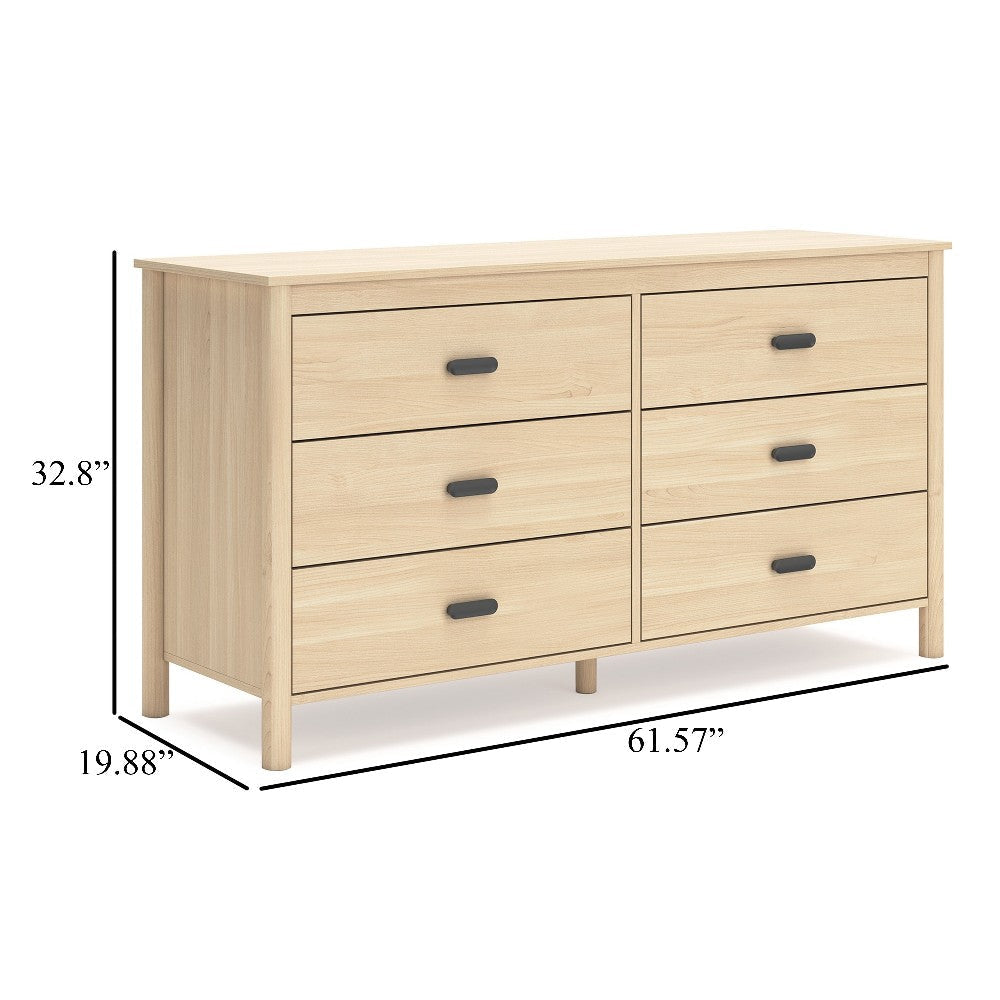Ashley Abis Wide Dresser | 6 Drawers | Metal Handles | Natural Brown | 62’’ BM327940