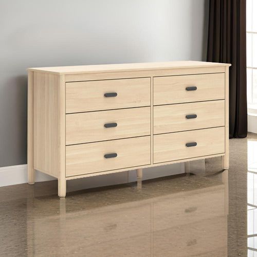 Ashley Abis Wide Dresser | 6 Drawers | Metal Handles | Natural Brown | 62"