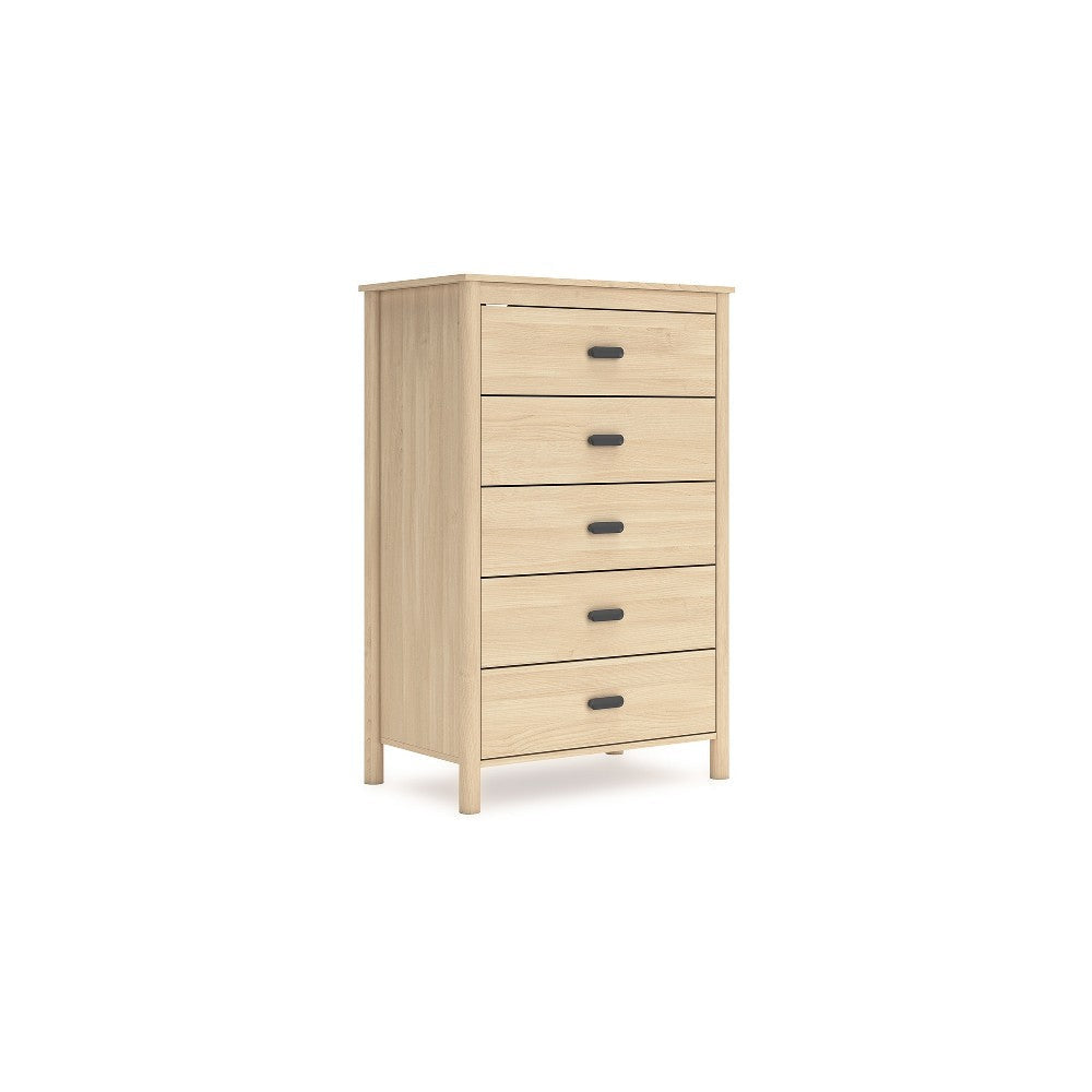 Ashley Abis Tall Dresser Chest | 5 Drawers | Natural Brown Wood | Black | 50"