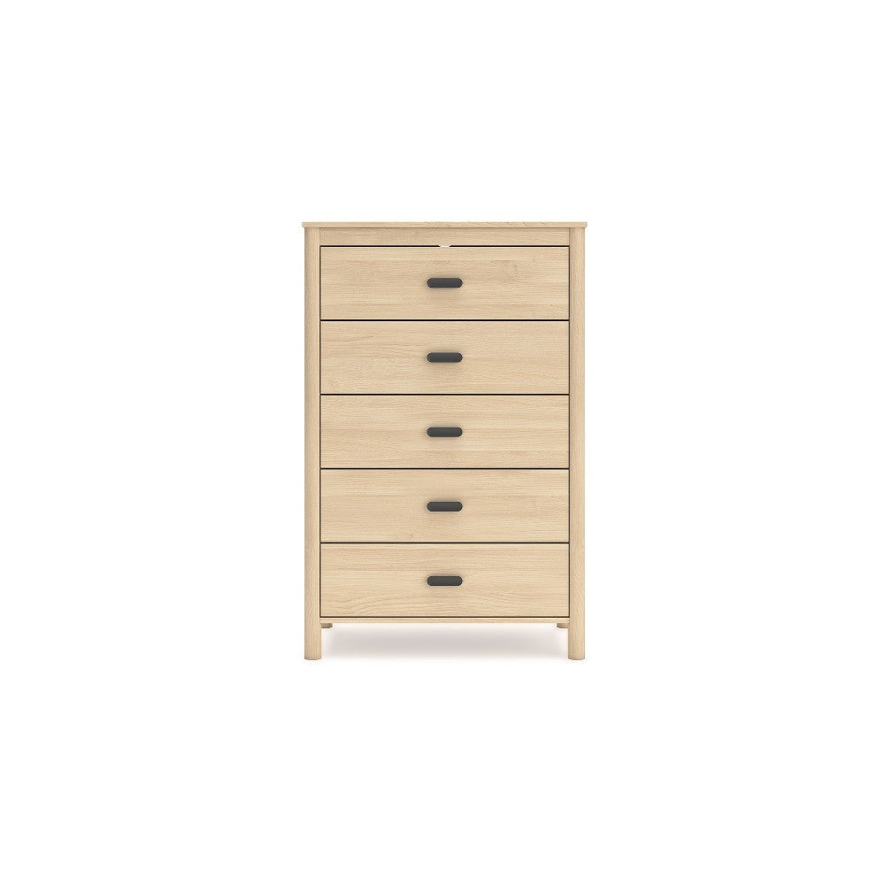 Ashley Abis Tall Dresser Chest | 5 Drawers | Natural Brown Wood | Black | 50’’ BM327941