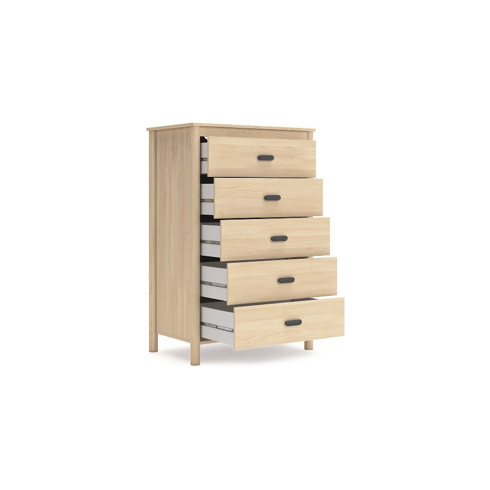 Ashley Abis Tall Dresser Chest | 5 Drawers | Natural Brown Wood | Black | 50’’ BM327941