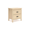 Ashley Abis Nightstand | 2 Drawers | Natural Brown Wood | Black Handles | 24"