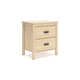 Ashley Abis Nightstand | 2 Drawers | Natural Brown Wood | Black Handles | 24"