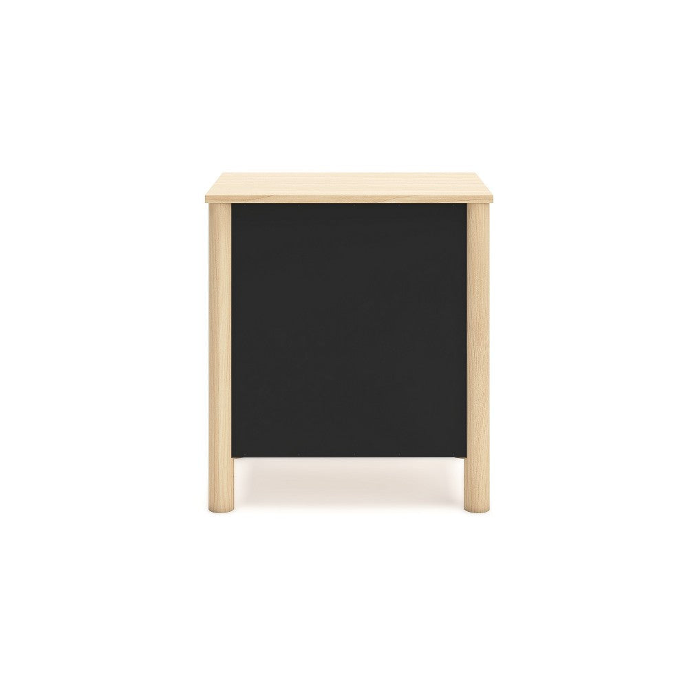 Ashley Abis Nightstand | 2 Drawers | Natural Brown Wood | Black Handles | 24’’ BM327942