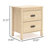 Ashley Abis Nightstand | 2 Drawers | Natural Brown Wood | Black Handles | 24’’ BM327942