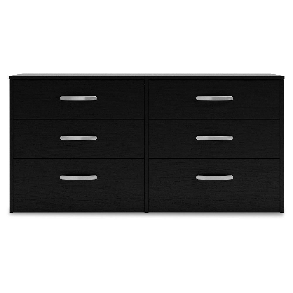 Ashley Finny Wide Dresser | 6 Drawers | Matte Black | Silver Metal | 59’’ BM327943
