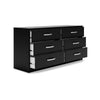Ashley Finny Wide Dresser | 6 Drawers | Matte Black | Silver Metal | 59’’ BM327943