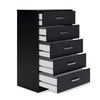 Ashley Finny Tall Dresser Chest | 5 Drawer | Matte Black | Silver Metal | 46"