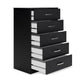 Ashley Finny Tall Dresser Chest | 5 Drawer | Matte Black | Silver Metal | 46"