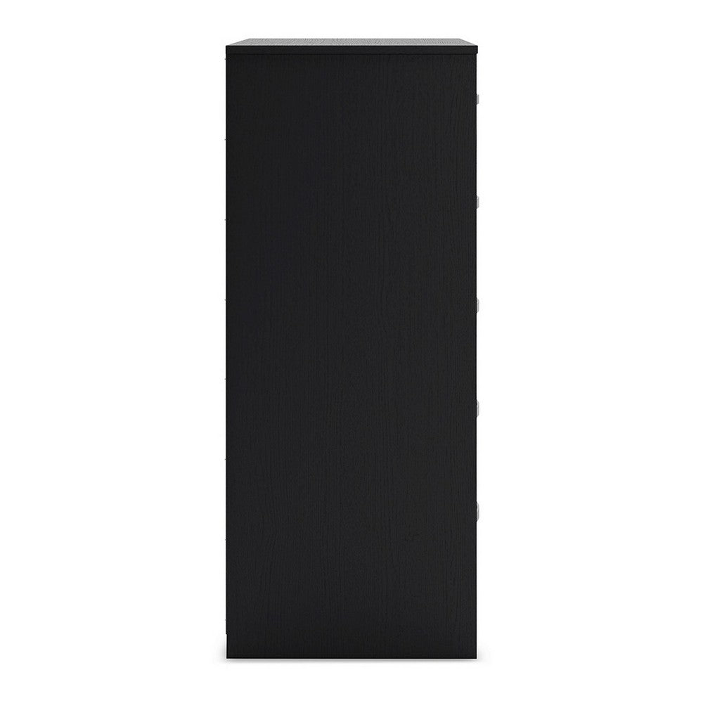 Ashley Finny Tall Dresser Chest | 5 Drawer | Matte Black | Silver Metal | 46"