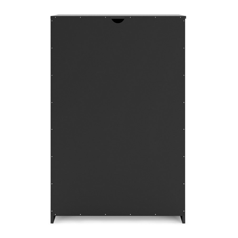 Ashley Finny Tall Dresser Chest | 5 Drawer | Matte Black | Silver Metal | 46"