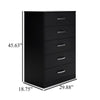 Ashley Finny Tall Dresser Chest | 5 Drawer | Matte Black | Silver Metal | 46"