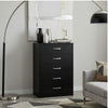 Ashley Finny Tall Dresser Chest | 5 Drawer | Matte Black | Silver Metal | 46"