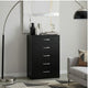 Ashley Finny Tall Dresser Chest | 5 Drawer | Matte Black | Silver Metal | 46"