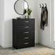 Ashley Finny Tall Dresser Chest | 5 Drawer | Matte Black | Silver Metal | 46"