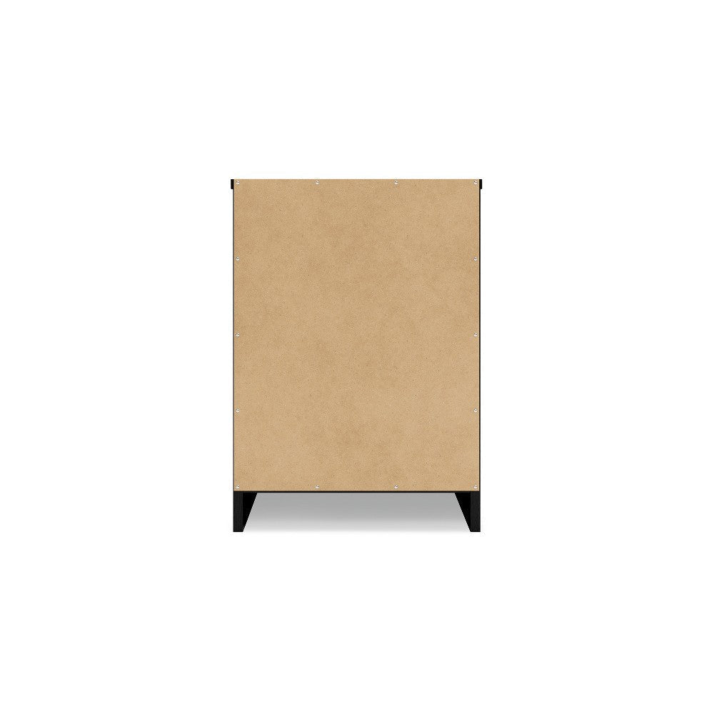 Ashley Finny Nightstand | 1 Drawer 1 Shelf | Matte Black | Silver Metal | 22’’ BM327945