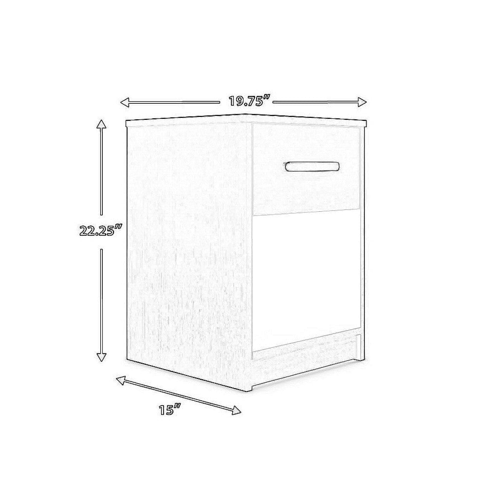 Ashley Finny Nightstand | 1 Drawer 1 Shelf | Matte Black | Silver Metal | 22’’ BM327945