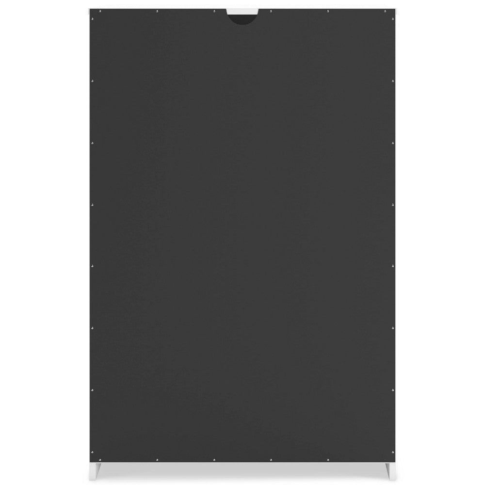 Ashley Eriss Tall Dresser Chest | 5 Drawers | White Wood | Silver Metal | 46’’ BM327947