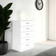 Ashley Eriss Tall Dresser Chest | 5 Drawers | White Wood | Silver Metal | 46"