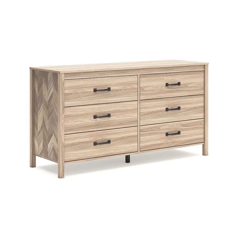 Ashley Bette Wide Dresser | 6 Drawers | Classic Light Oak Brown Finish | 60"