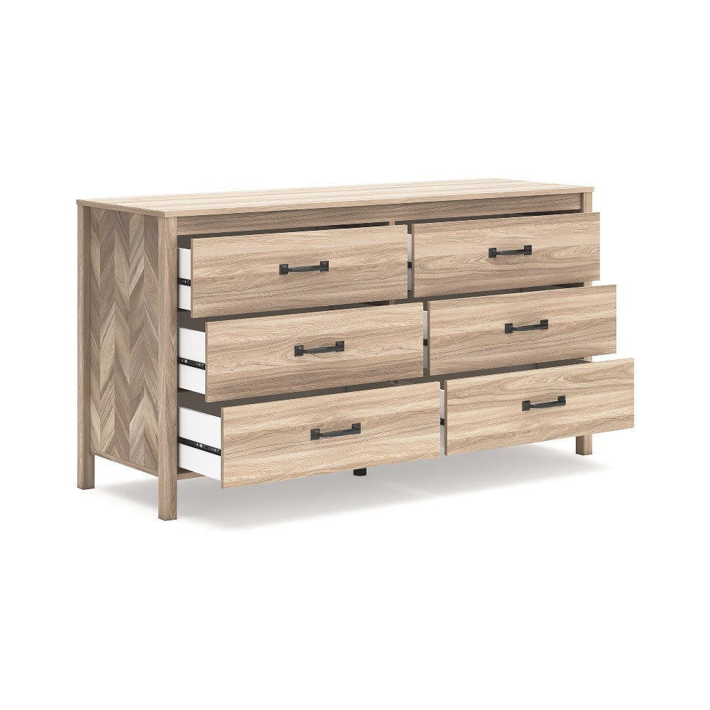 Ashley Bette Wide Dresser | 6 Drawers | Classic Light Oak Brown Finish | 60’’ BM327951