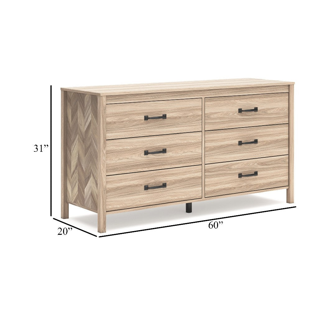Ashley Bette Wide Dresser | 6 Drawers | Classic Light Oak Brown Finish | 60’’ BM327951