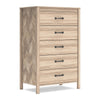 Ashley Bette Tall Dresser Chest | 5 Drawers | Light Oak Brown Finish | 60"