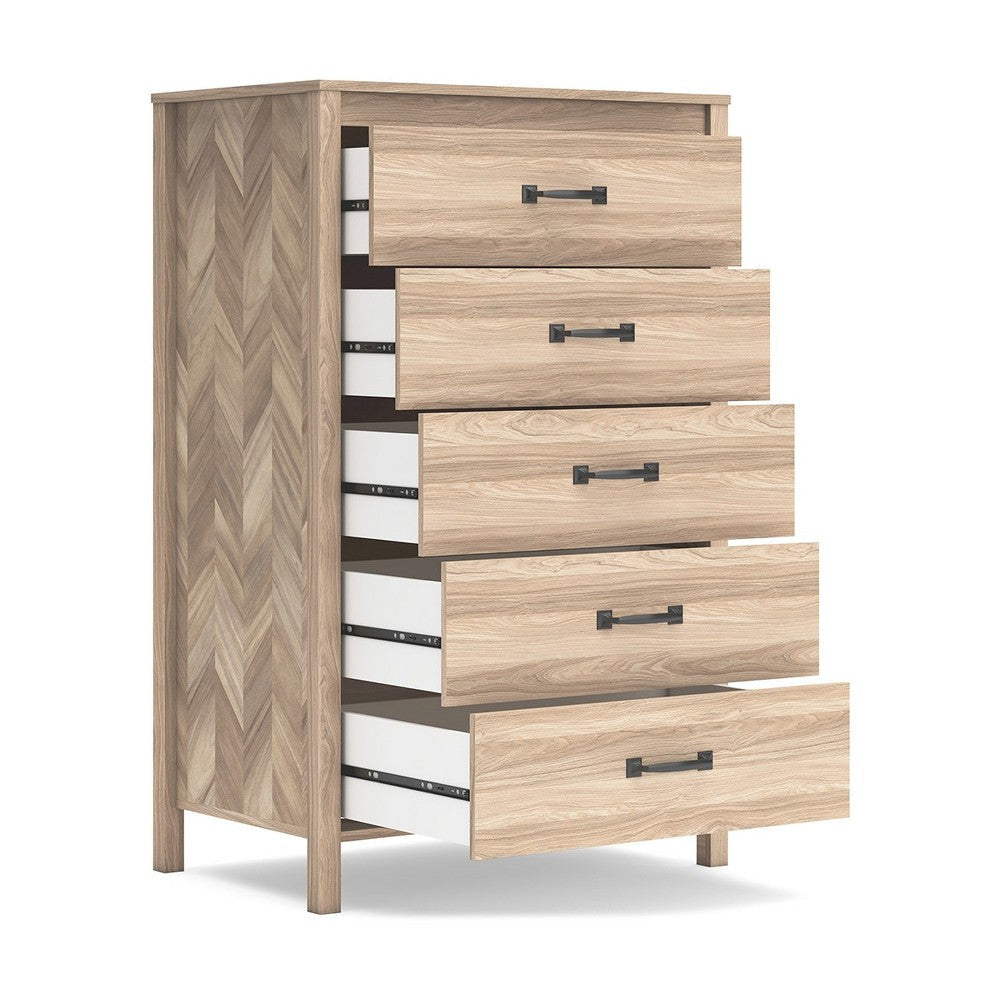 Ashley Bette Tall Dresser Chest | 5 Drawers | Light Oak Brown Finish | 60’’ BM327952