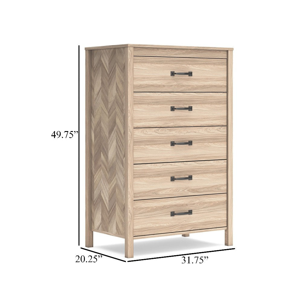 Ashley Bette Tall Dresser Chest | 5 Drawers | Light Oak Brown Finish | 60’’ BM327952
