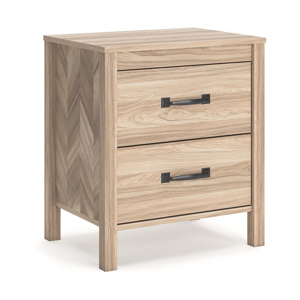 Ashley Bette Nightstand | 2 Drawers | Light Oak Brown Wood Finish | 24’’ BM327953