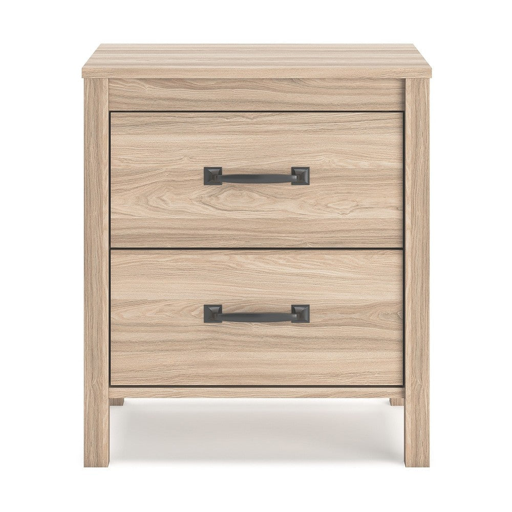 Ashley Bette Nightstand | 2 Drawers | Light Oak Brown Wood Finish | 24’’ BM327953