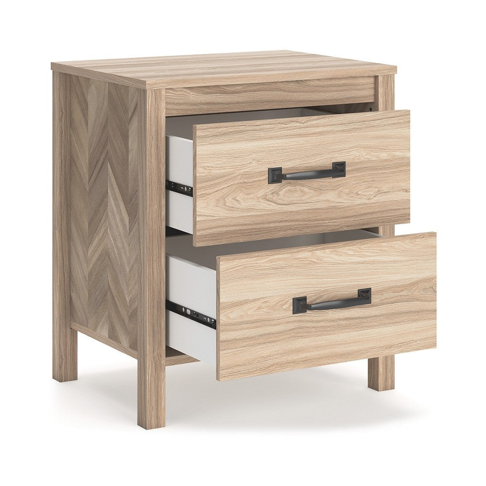 Ashley Bette Nightstand | 2 Drawers | Light Oak Brown Wood Finish | 24’’ BM327953