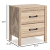 Ashley Bette Nightstand | 2 Drawers | Light Oak Brown Wood Finish | 24’’ BM327953