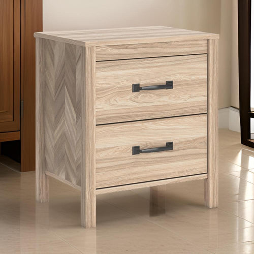 Ashley Bette Nightstand | 2 Drawers | Light Oak Brown Wood Finish | 24"