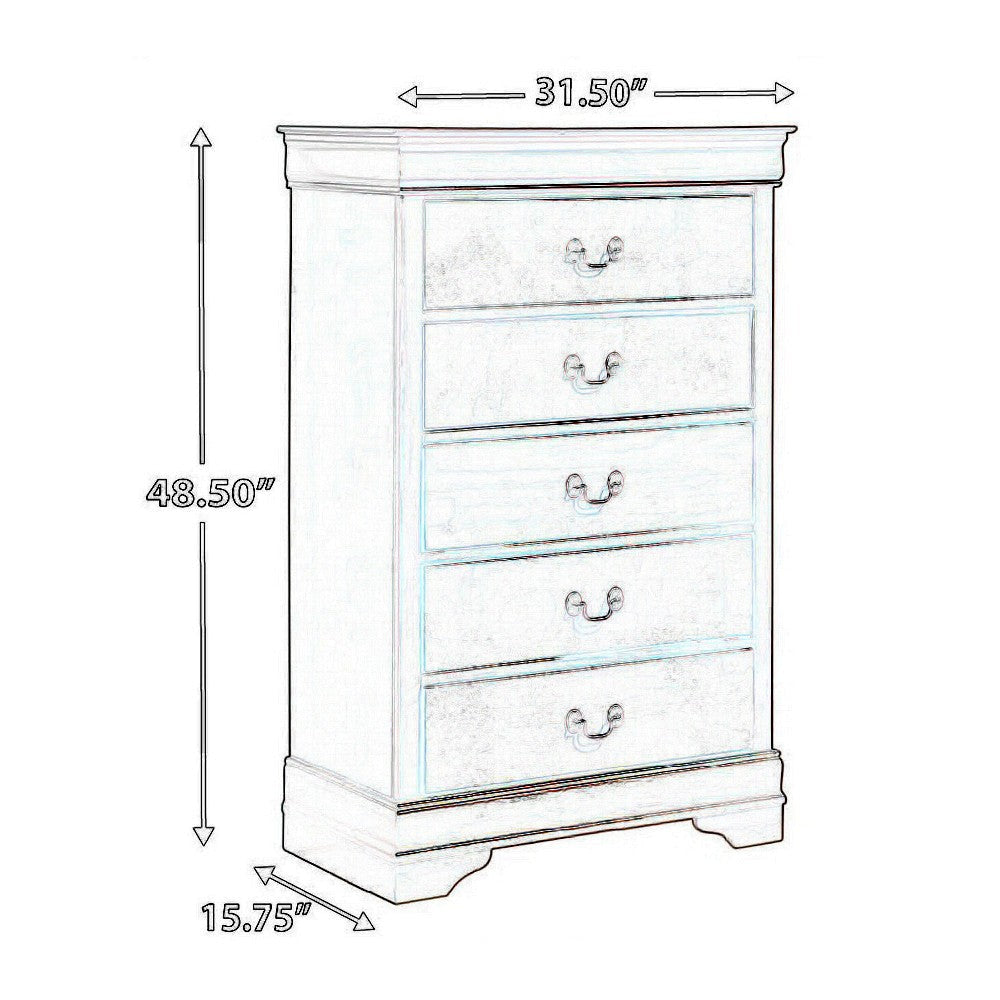 Ashley Deyr Tall Dresser Chest | 5 Drawers | Louis Philippe Molding Brown BM327958