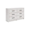 Ashley Cany Wide Dresser | 6 Drawers with Black Handles | Vintage Whitewash BM327960