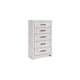 Ashley Cany Tall Dresser Chest | 5 Drawers Black Handles | Vintage Whitewash