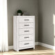 Ashley Cany Tall Dresser Chest | 5 Drawers Black Handles | Vintage Whitewash