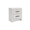 Ashley Cany Nightstand | 2 Drawers with Black Handles | Vintage Whitewash BM327962
