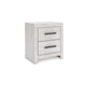 Ashley Cany Nightstand | 2 Drawers with Black Handles | Vintage Whitewash BM327962