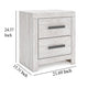Ashley Cany Nightstand | 2 Drawers with Black Handles | Vintage Whitewash BM327962