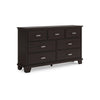 Ashley Teno Wide Dresser | 7 Drawer Nickel Handles | Dark Brown Solid Wood BM327963