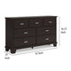 Ashley Teno Wide Dresser | 7 Drawer Nickel Handles | Dark Brown Solid Wood BM327963