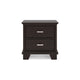 Ashley Teno Nightstand | 2 Drawers | Nickel Handles | Dark Brown Solid Wood BM327965