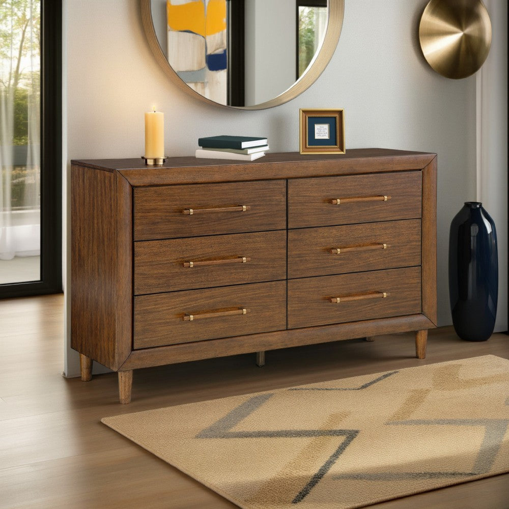 Ashley Jeyn Wide Dresser | 6 Drawers | Traditional Dark Brown Solid Hardwood